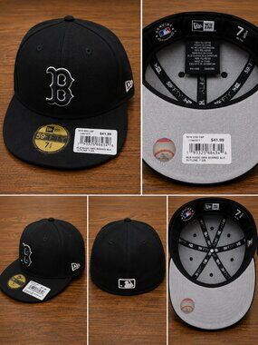 NWT New Era Boston Red Sox 59FIFTY Fitted Hat Black White